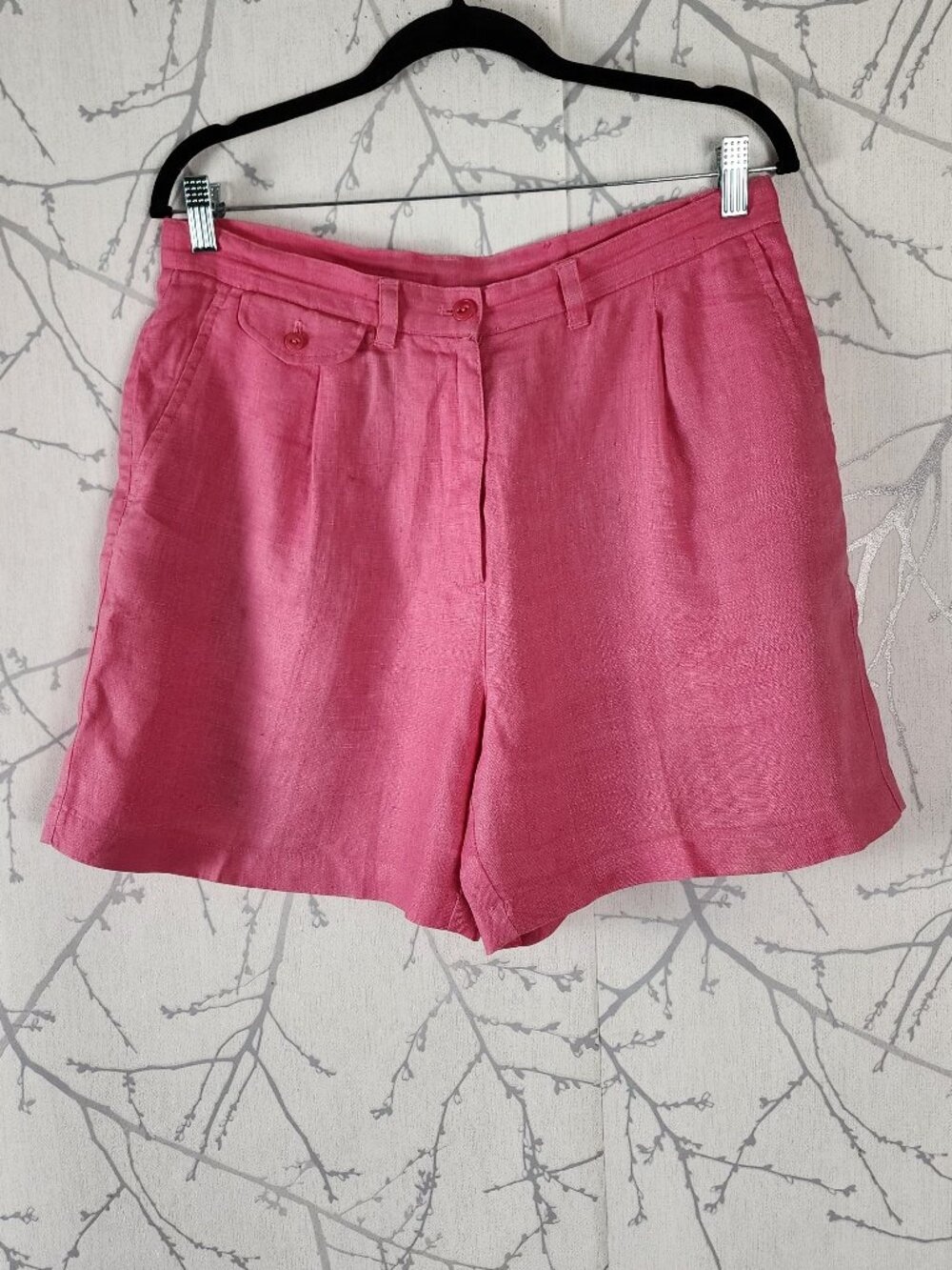 Lauren Ralph Lauren Pink 100% Linen Pleated Front Short